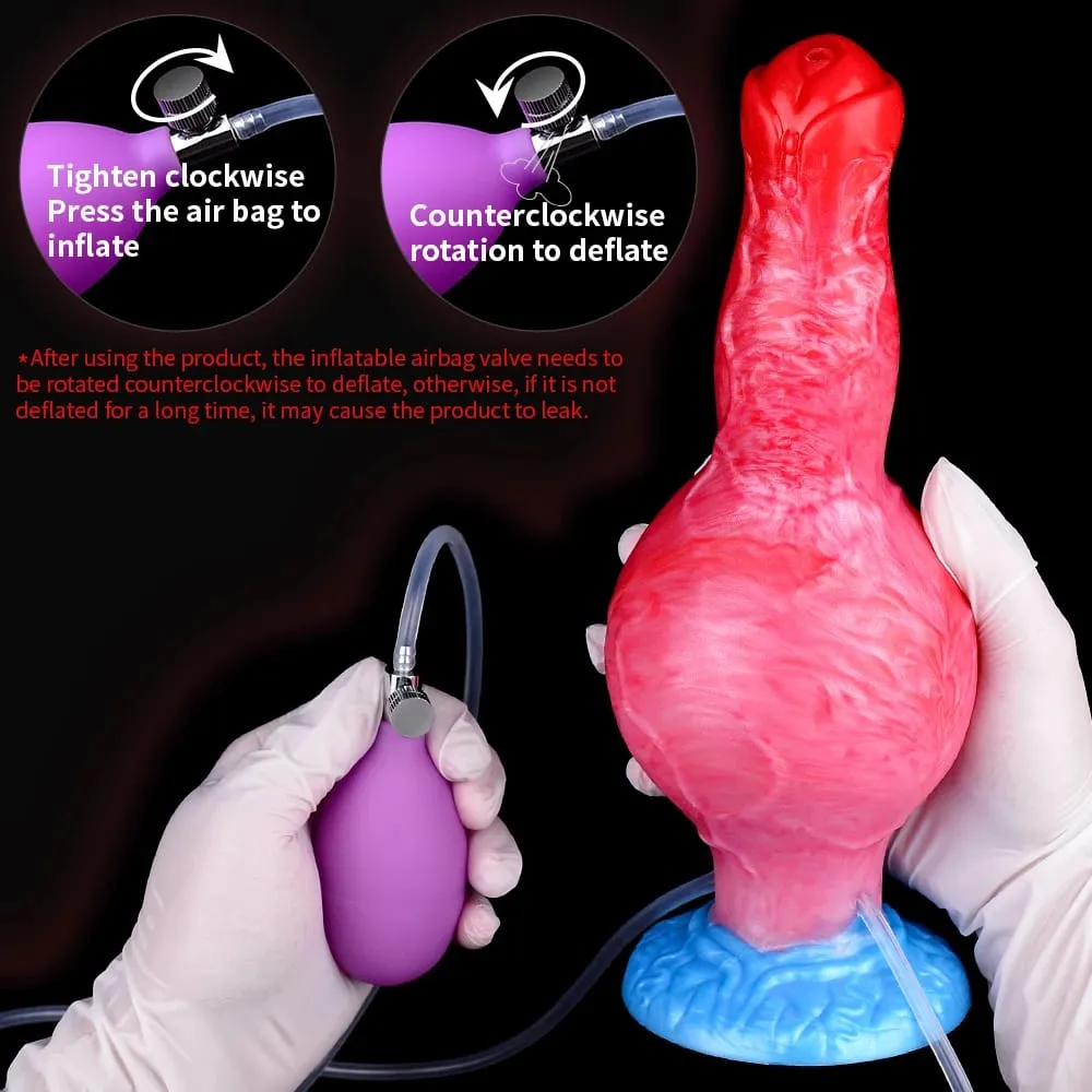 Eiaculazione Plug anale Cane/Lupo Pene gonfiabile con nodo grosso con funzione di squirto Giocattolo del sesso con ventosa forte per donne e uomini