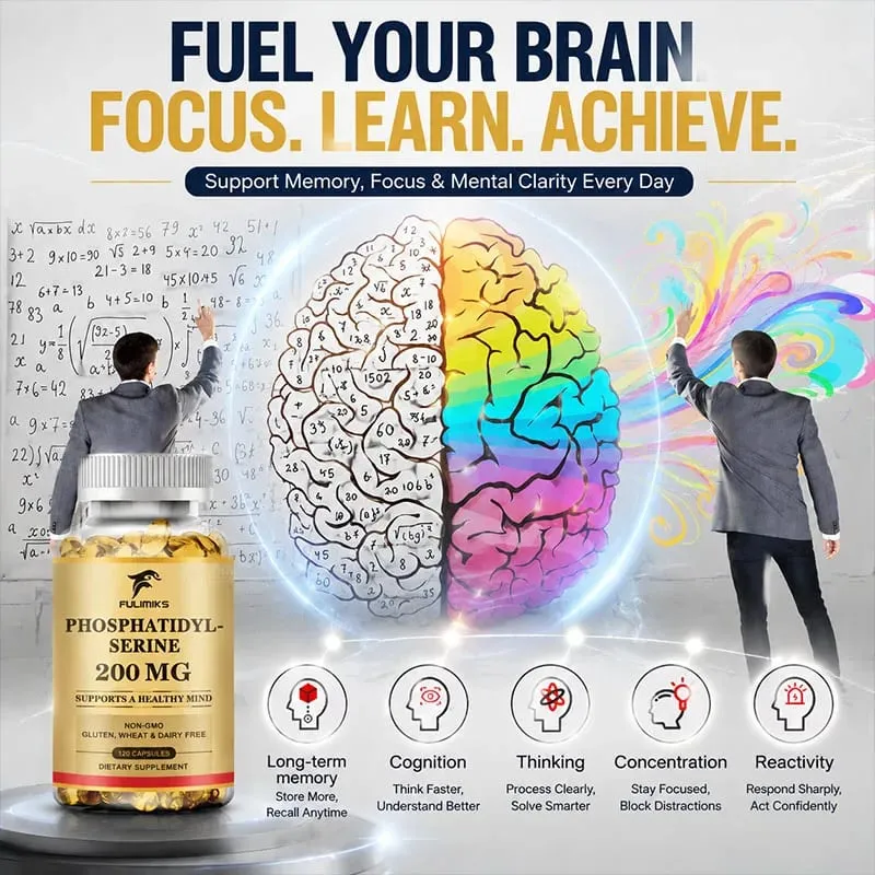 PhosphatidylSerine Capsules Premium Brain Health Supplement Supports Memory Healthy Mind & Cognitive Function Relieve Stress