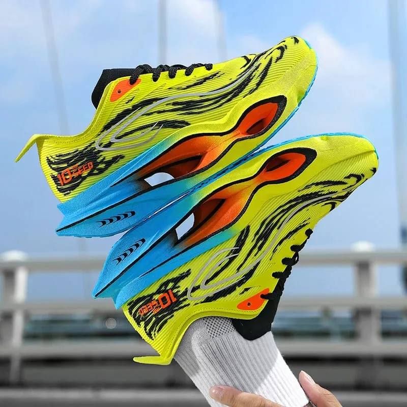 Chaussures de course confortables pour hommes et femmes, baskets d'athlétisme légères et respirantes en planche de carbone pour Marathon, automne — image 6