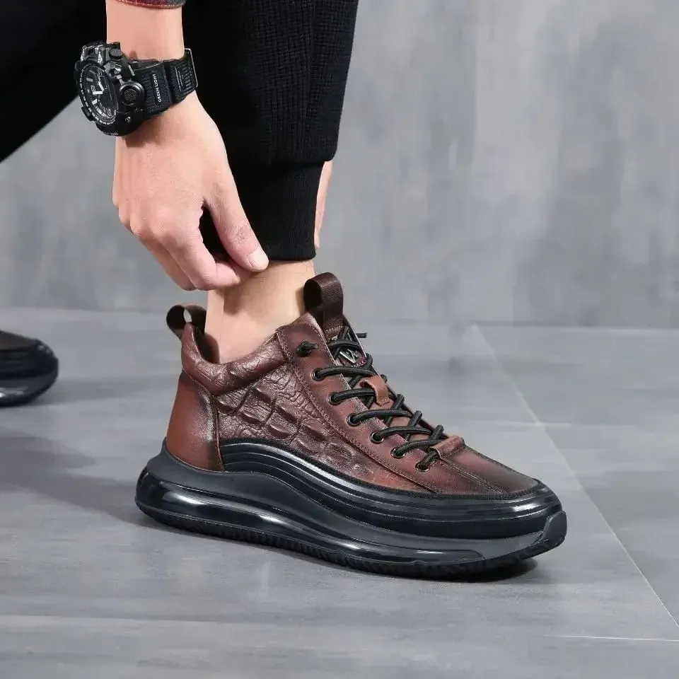 2026 ฤดูใบไม้ร่วงรูปแบบจระเข้ผู้ชายรองเท้าผ้าใบ Lace Up Casual Platform Vulcanized รองเท้าชาย Anti-SLIP Zapatillas Hombre — image 4