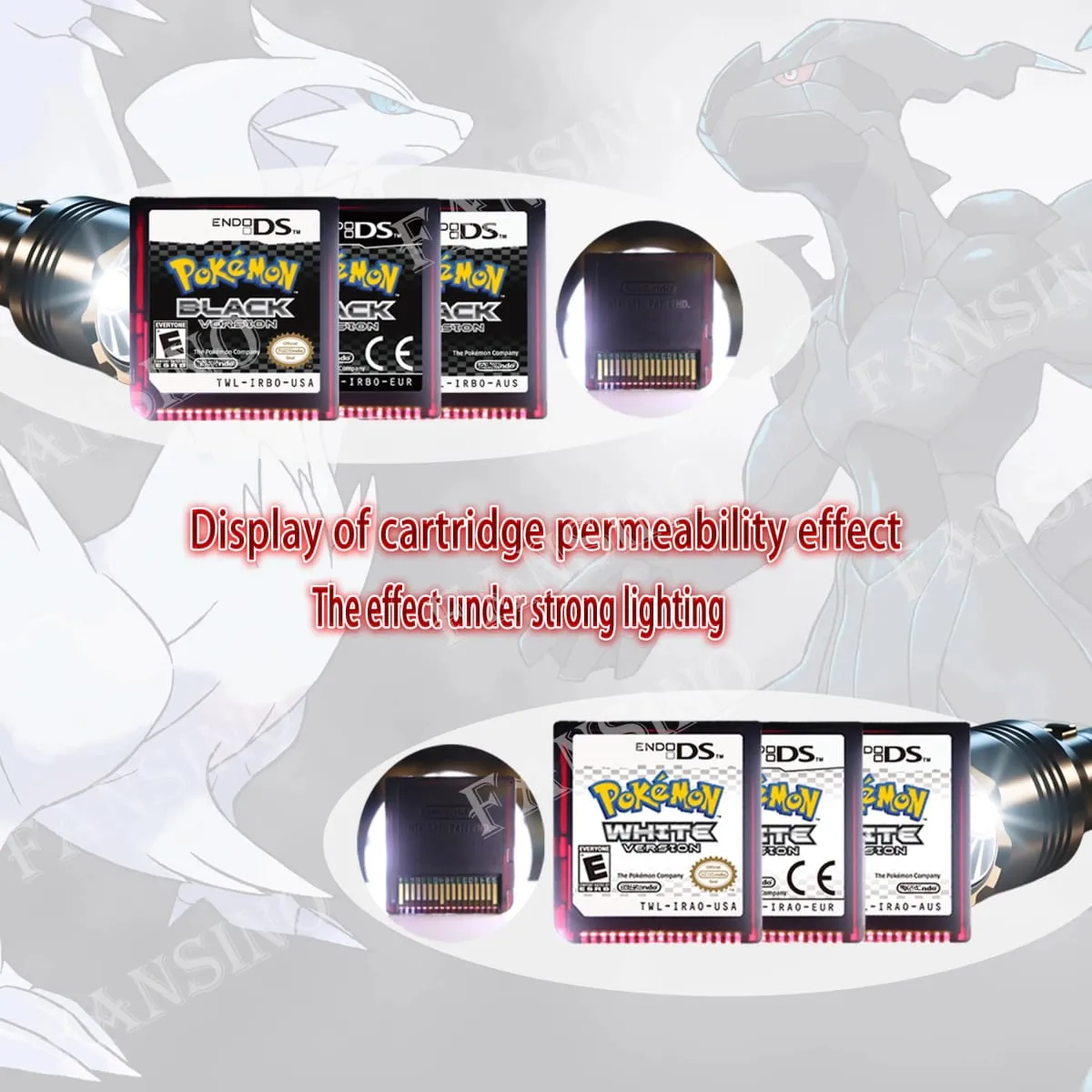 (USA EUR AUS) pokemon สีดำสีขาว 1/2 รุ่นคุณภาพสูงแท้ 1:1 แบบจำลอง DS เกมสำหรับ DS 2DS 3DS คอนโซล — image 4