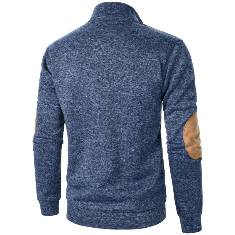 Männer Herbst Sweatshirt Patchwork Kontrast Farbe Hoodies Stehkragen Männer Botton Down Vintage Pullover — image 3