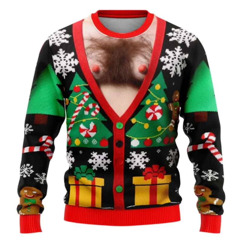 Pull de Noël drôle pour hommes et femmes, sweat-shirt de noël avec graphique laid Y2k, pour fête de vacances, vêtements amples pour hommes — image 14