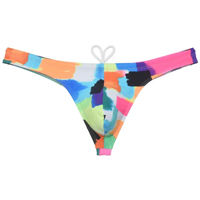 Sexy Swim Thong Men's Swimwear Bikini Briefs Drawstring Quick-dry Elastic Underwear Pouch Beach Tangas Surfing Poolside — image 4