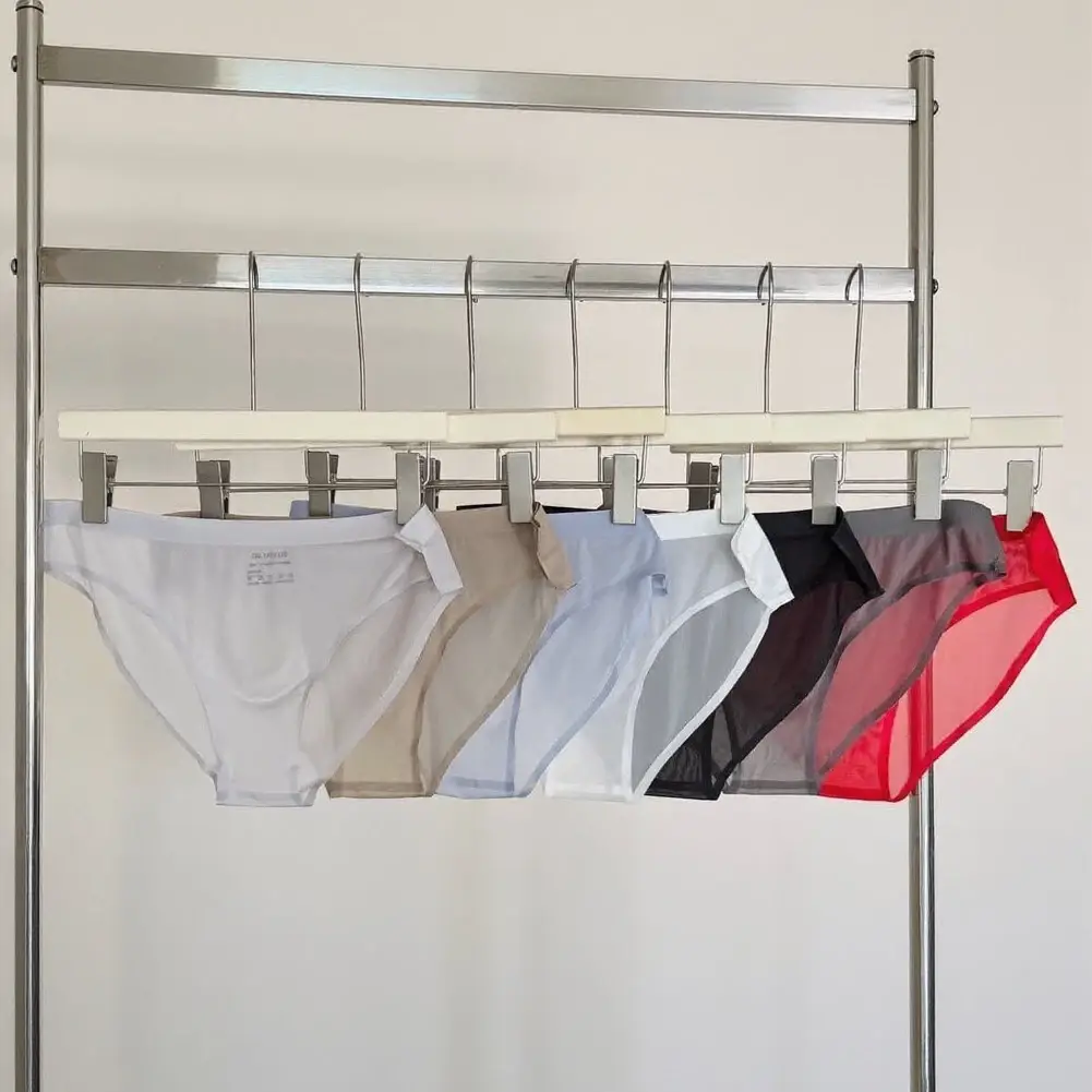 1pc männer Ultra-dünne Transparente Nahtlose Eis Seide Slip 3D Ausbuchtung Beutel Mittlere Taille Unterwäsche Atmungsaktive Männlich dessous — image 5