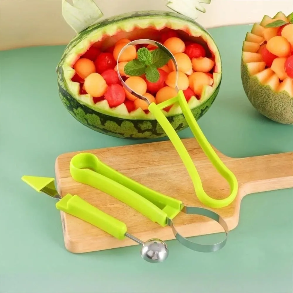 Ensemble de cuillères à Melon 4 en 1, coupe-fruits en forme de cuillère à pastèque, cuillère à fruits et boule, outil de sculpture de fruits en acier inoxydable — image 5