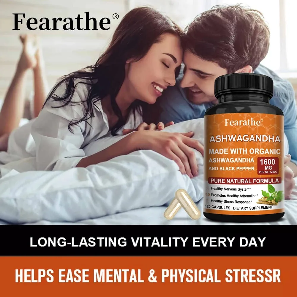 Capsule di estratto di Ashwagandha - Pepe nero Supporta sollievo dallo stress Umore Sonno Funzione cerebrale Recupero muscolare e salute immunitaria — image 3