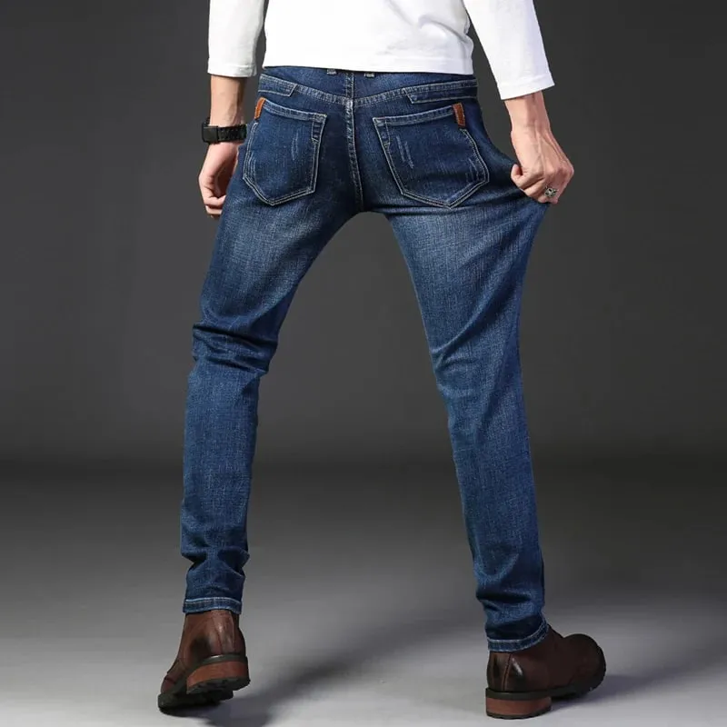 La nueva versión coreana para hombres es suave y cómoda, pantalones vaqueros elásticos de corte Regular, pantalones vaqueros negros de negocios de algodón informales a la moda — image 5