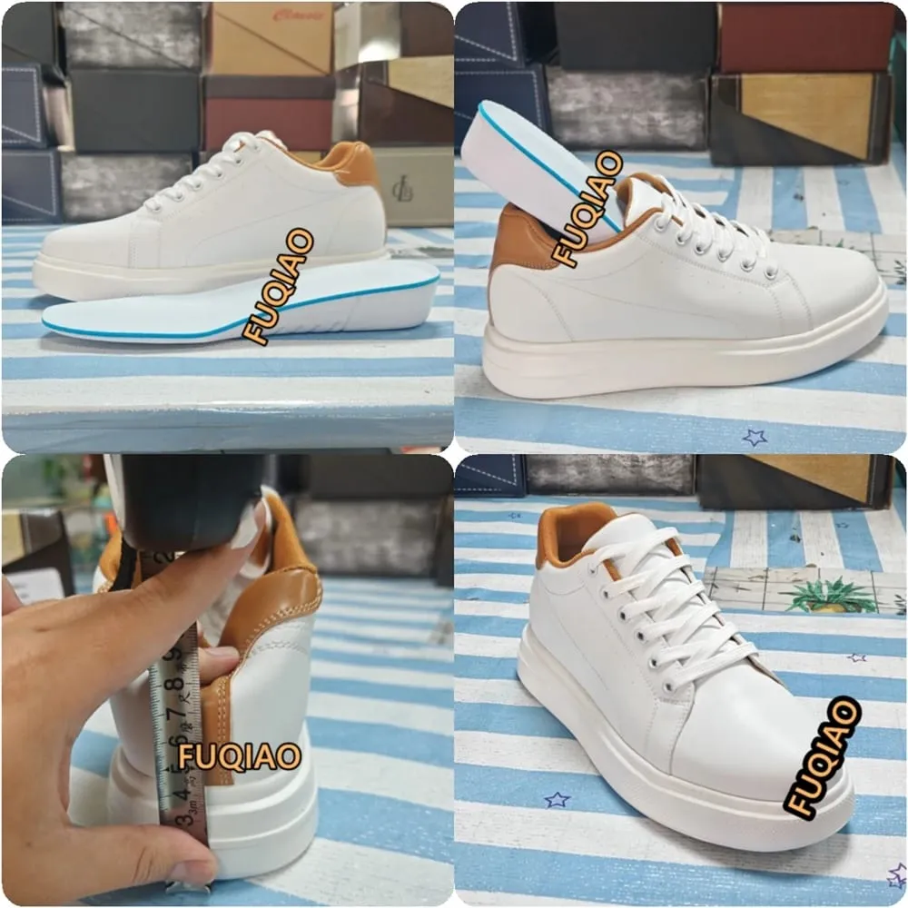 Modische PU-Leder-Aufzugsschuhe für Herren, 7 cm, unsichtbare Höhenerhöhung, weiße Turnschuhe für Damen, die lässige Sprots-Schuhe erhöhen — image 3