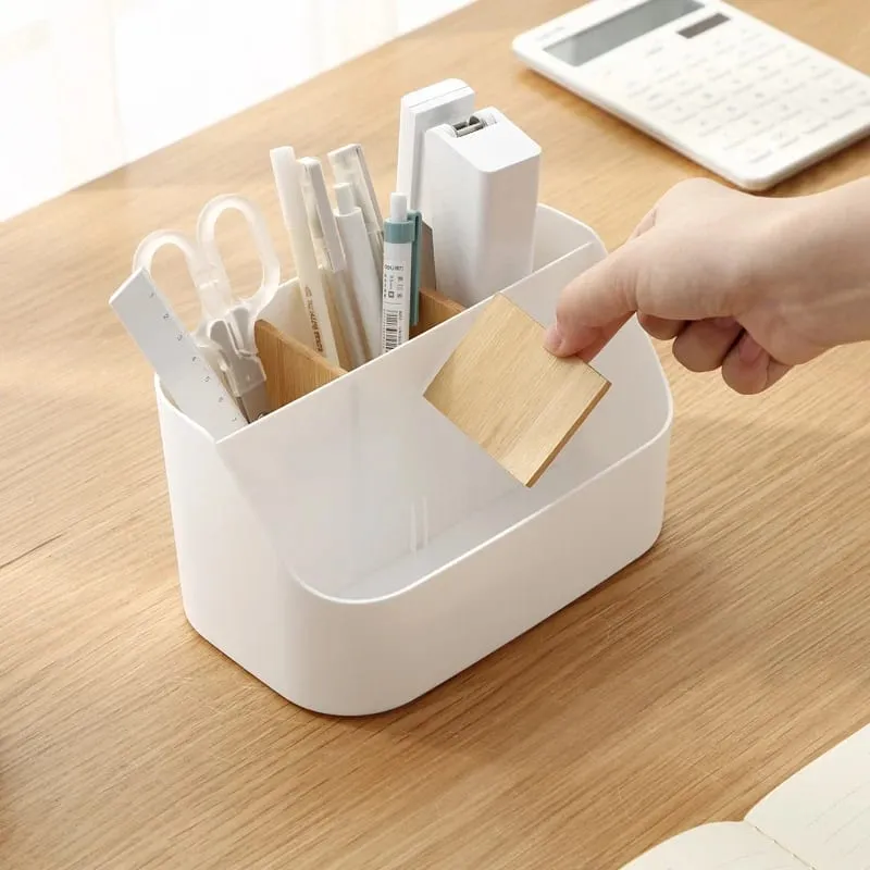 Desktop Opbevaringsboks Makeup Børster Holder med aftagelig skillevæg Comestic Tools Læbestift Beauty Tools Papir Opbevaringsboks — image 3