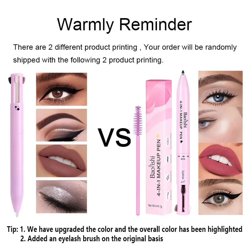 Pena Rias Multifungsi 4 In 1 Eyeliner Travel Kompak Penggaris Bibir Pensil Alis Pena Highlighter Set Rias Wajah — image 6