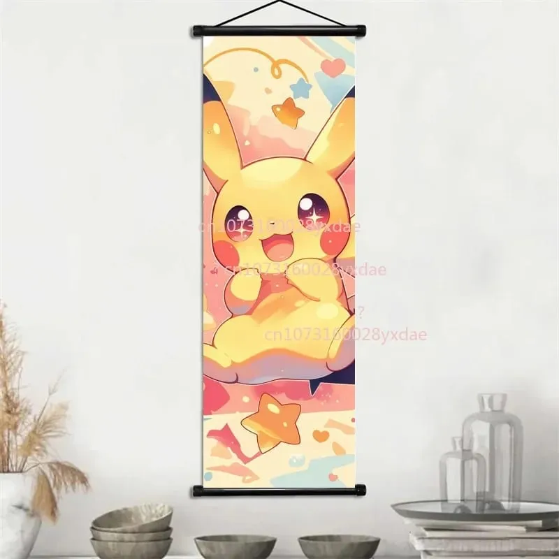 Klasyczny drukowany plakat Pokemon kreskówka ścienna grafika Gengar Squirtle Bulbasaur Pikachu wisząca zwój dekoracja pokoju rodzinnego — image 4