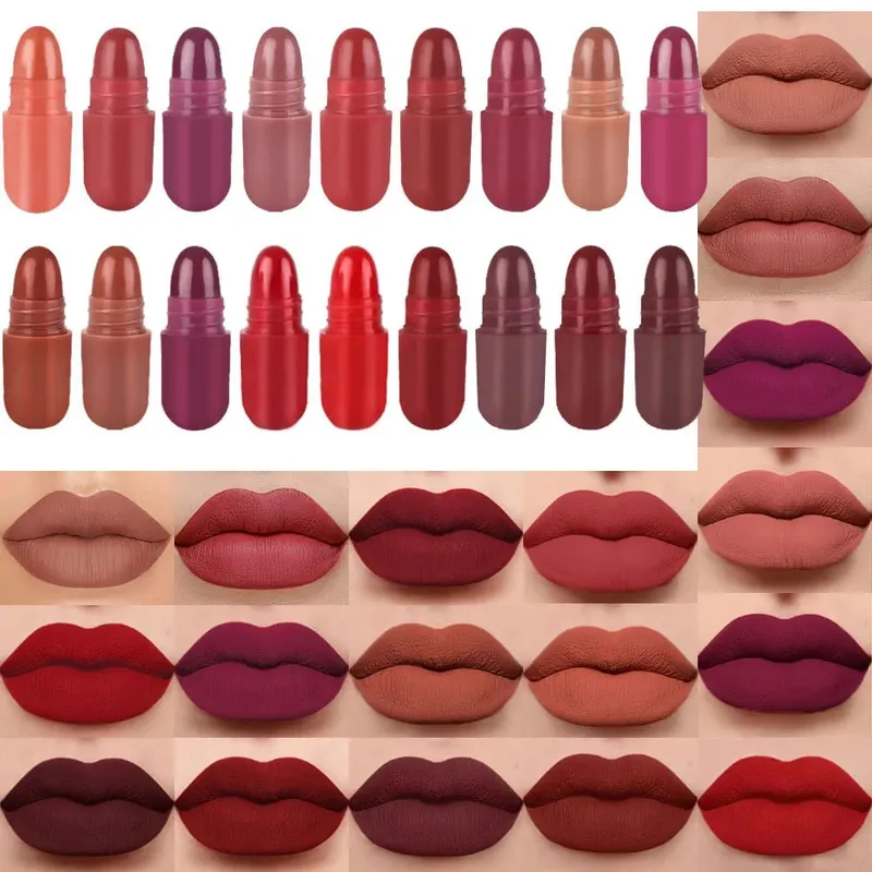 18 Pz/set Capsula Opaca Rossetto Set Fissaggio del Colore Della Durata di Impermeabile Antiaderente Tazza Bocca Trucco Nude Labbra Sexy Solido Lip Gloss