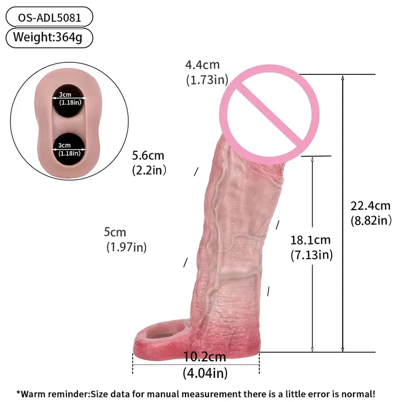 Reusable Penis Sleeve with Realistic Closed Head And Cock Ring Dick Enlargement Comdom Delay Ejaculation Sex Toys for Men — image 8