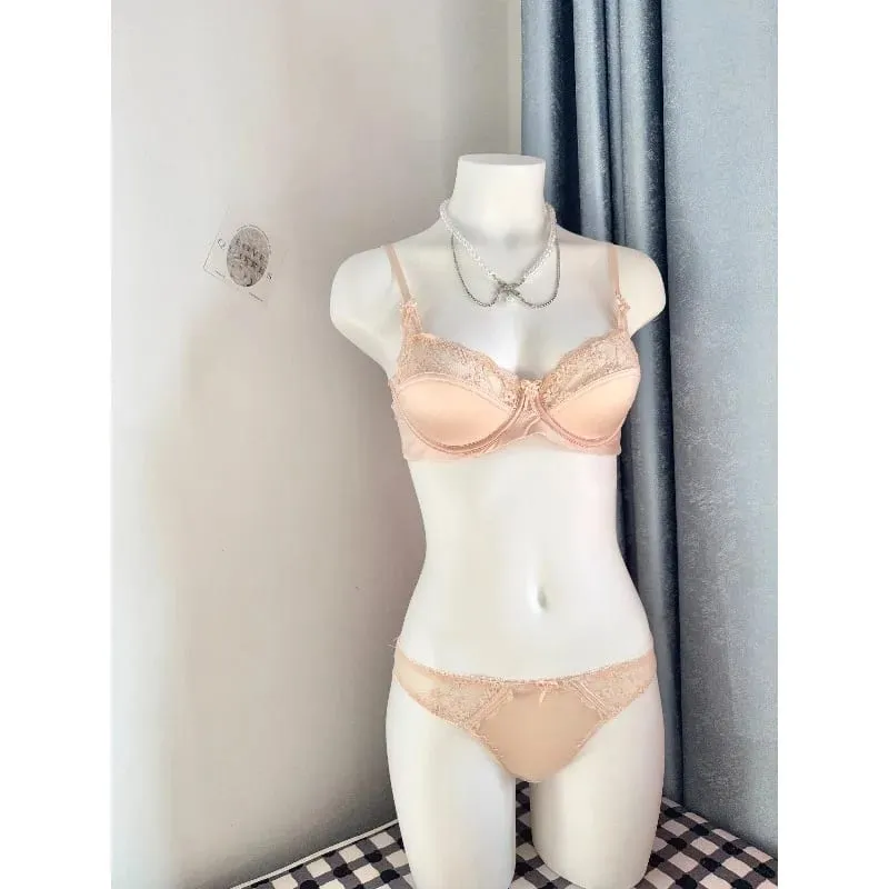 Set Bra Minimizer Renda Merah Populer Wanita Setengah Cangkir Ultra Tipis Payudara Besar Dukungan Lembut Pesta Pengantin Bulan Madu Malam Setelan 32-38 — image 3