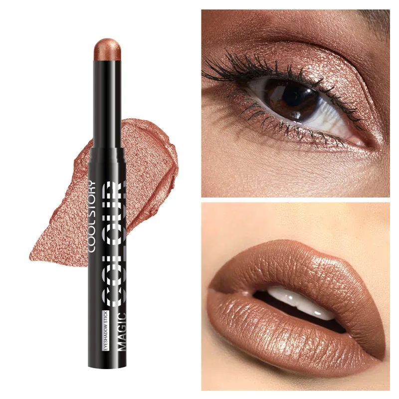 2 en 1 fard à paupières rouge à lèvres bâton crayon imperméable paillettes éclaircir mat ombre à paupières maquillage Pigment fard à paupières stylo — image 30