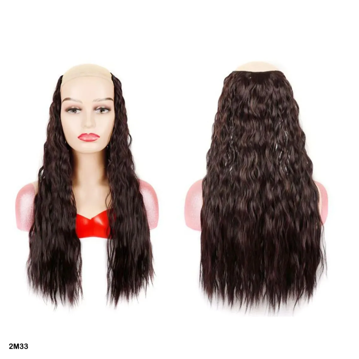 Extensions de cheveux synthétiques bouclés pince en une seule pièce 4Clips postiches longues vague profonde pour les femmes usage quotidien accessoire de cheveux de fête — image 9