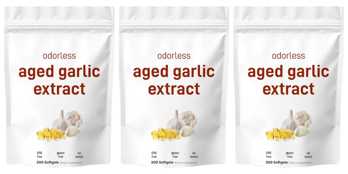 Odorless Garlic Oil Capsules 2 Years Aged Garlic Extract Natural Herbal Supplements Wirh Grown Allium Sativum Bulb 300 Softgels