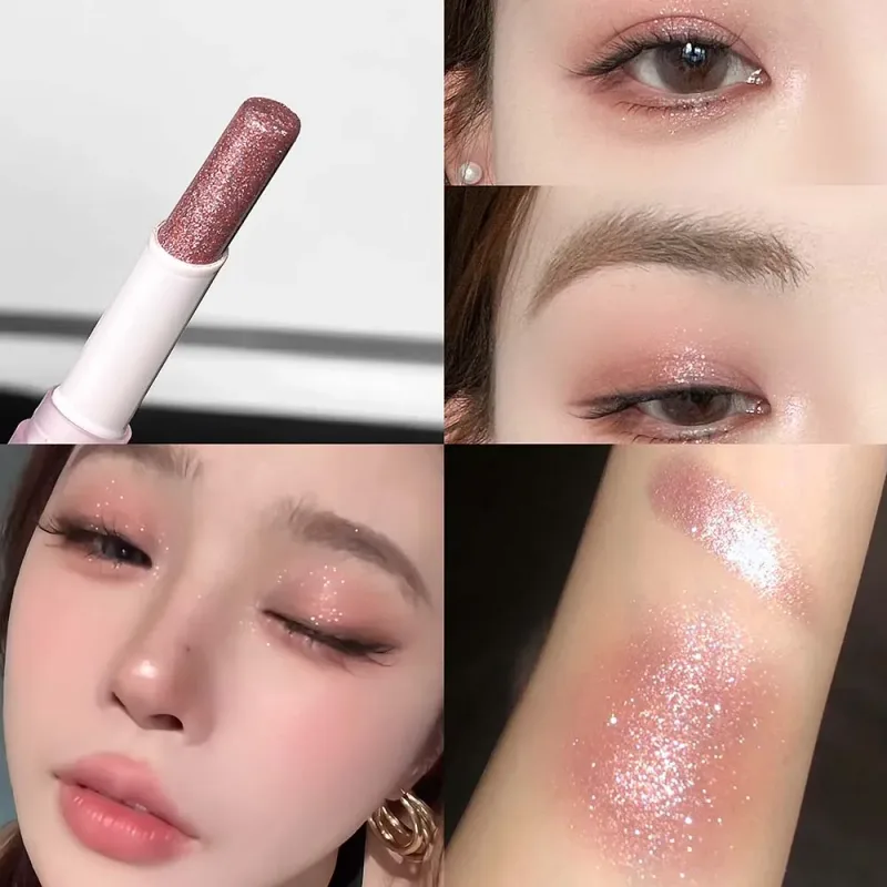 Funkelnder wasserfester Lidschatten-Textmarker, blauer Diamant-Gelee-Lidschattenstift, glitzernder rosa lila Lidschatten, erhellt das Make-up — image 10