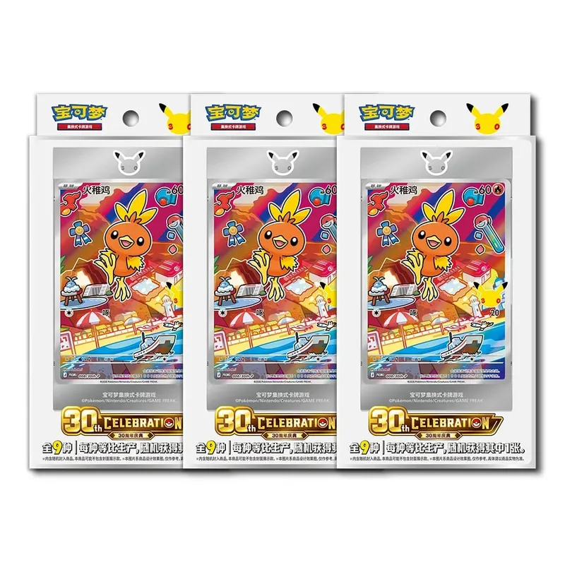 Hot 100% อย่างเป็นทางการ Pokemon 30th Anniversary Box Set จีนตัวย่อ PTCG Gem Pack Original Partners การ์ดภาพประกอบพิเศษ — image 12