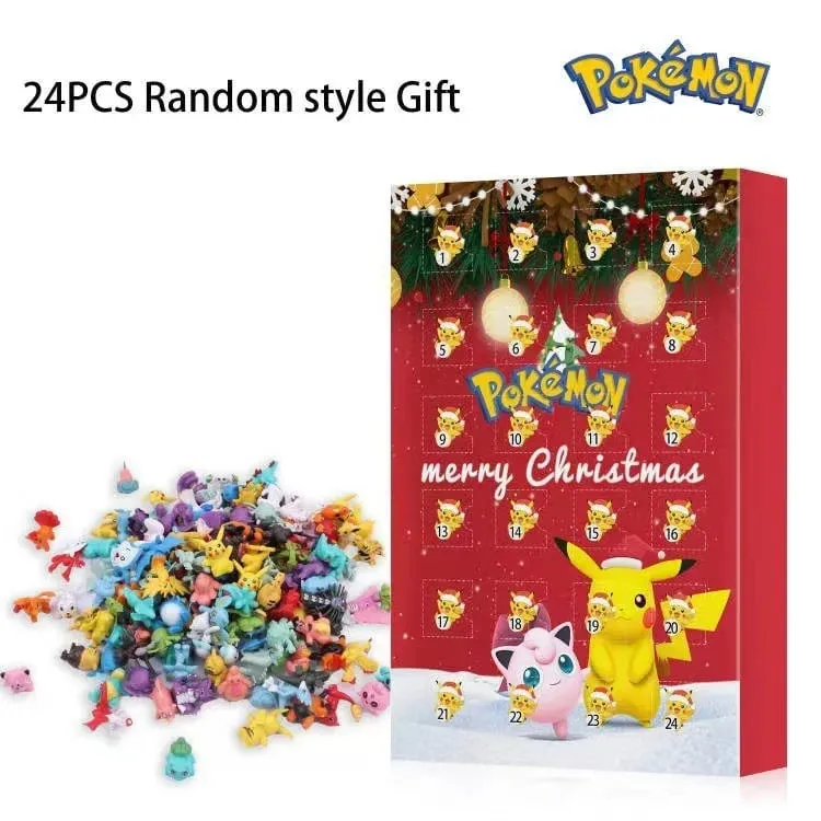 Calendrier de l'avent de noël Pokemon 24 pièces/ensemble, mignon Pikachu Charizard en PVC, petite figurine de dessin animé, boîte Surprise, cadeau d'anniversaire et d'halloween