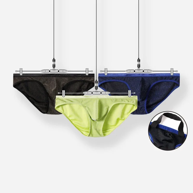 Herren-Höschen aus Eisseide, dreieckig, sexy, U-förmig, dünne Slips, atmungsaktives Mesh, niedrige Taille