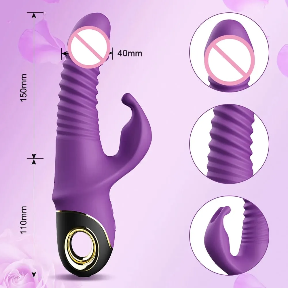 2022 kaninchen Schub Vibrator Automatische Teleskop G-Punkt Klitoris Stimulator Weibliche Masturbation Sex Spielzeug Für Frauen Erwachsene — image 4