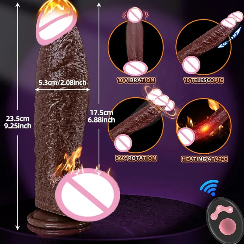 Huge Big Soft Vibrator Heating Realistic Dildo for Woman Men Wireless Telescopic Dick Masturbator Penis G Spot Vagina Anal — image 8