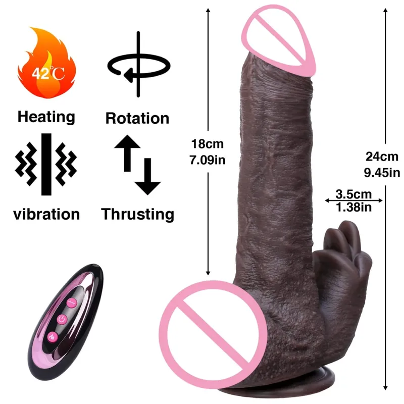 Gode réaliste vibrateur télescopique en Silicone, pénis de Masturbation pour femmes, bite de poussée, chauffage pour adultes, jouets sexuels télécommandés — image 20