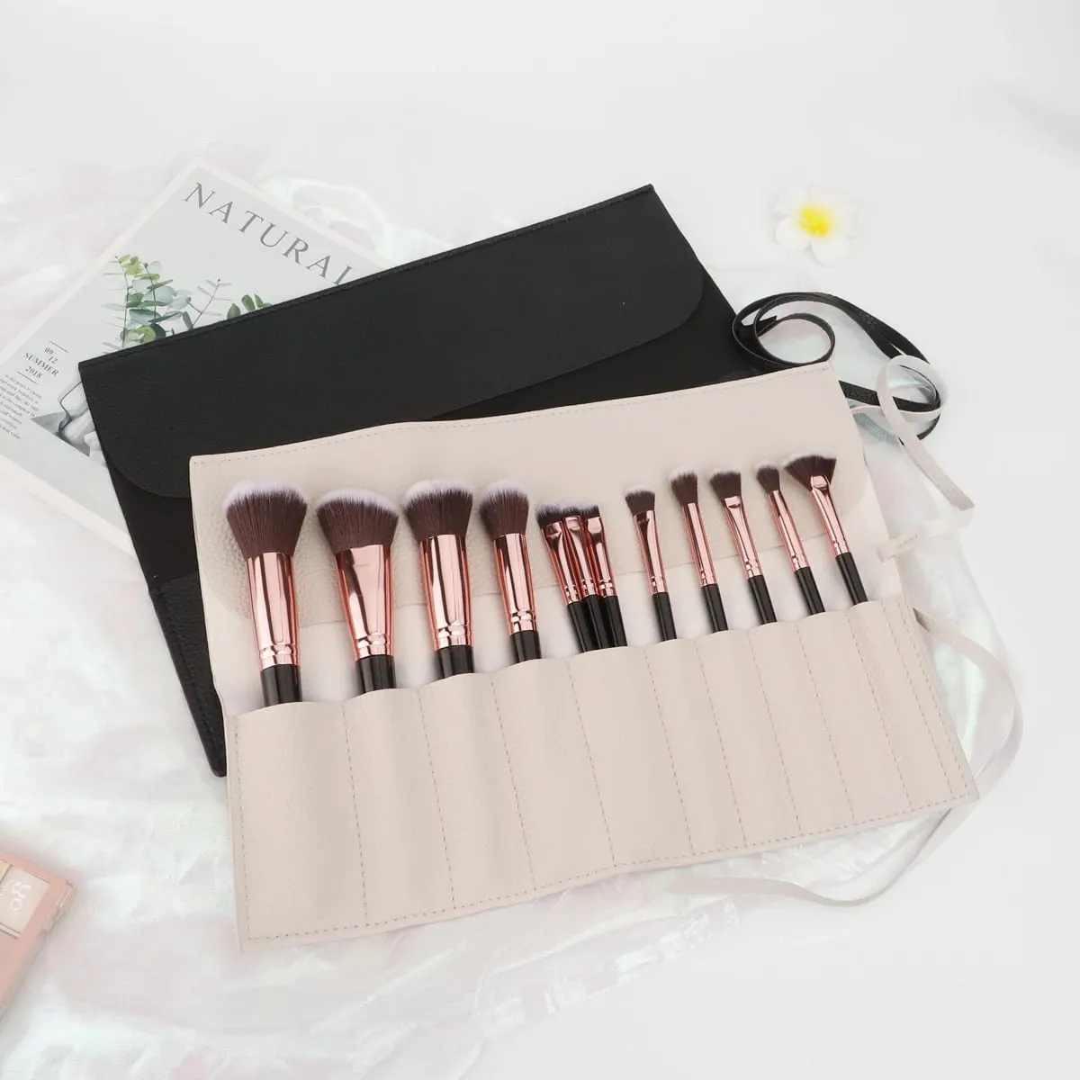 Porte-brosse de maquillage enroulable, organisateur de pinceaux de maquillage, sac de voyage pour pinceaux de maquillage, sacs à cosmétiques, pochette pour pinceaux à sourcils pour femmes — image 1