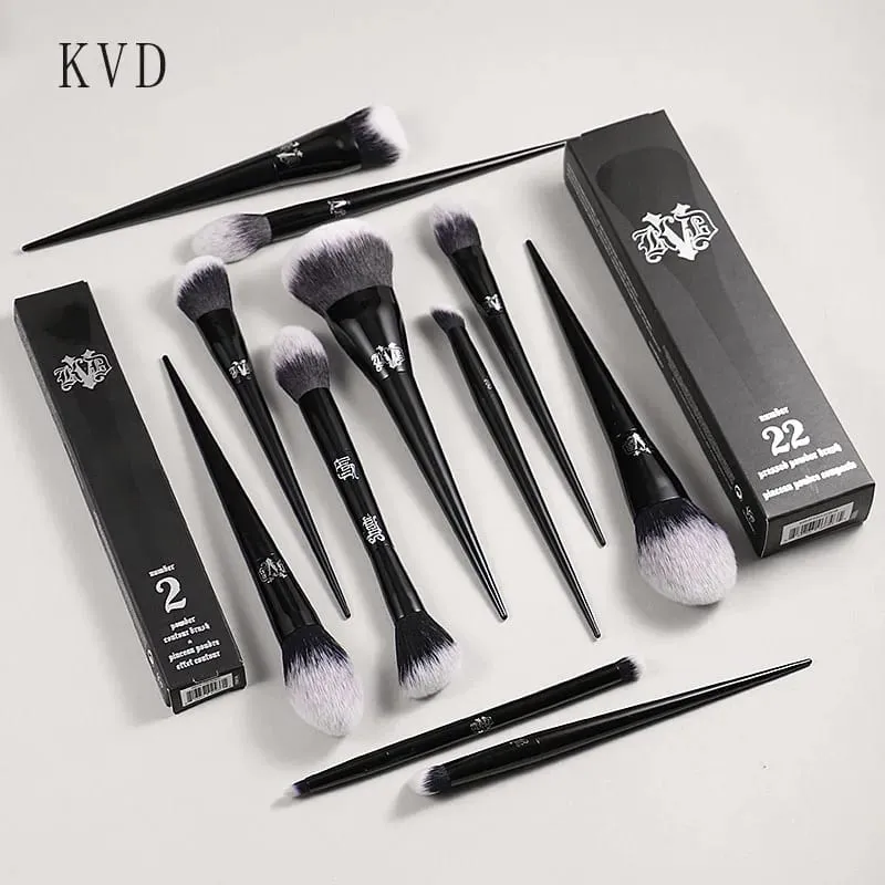 Kat Von D ensemble de pinceaux de maquillage et Kit fond de teint Blush surbrillance correcteur poudre sculptant pinceau fard à paupières marque KVD pinceau de maquillage — image 1
