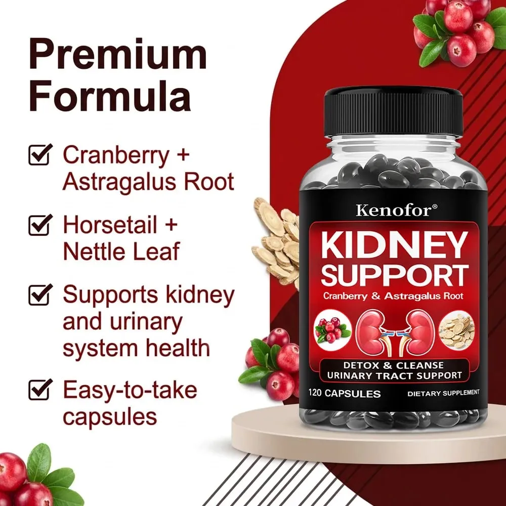 Nierondersteuningssupplement - met cranberry voor normale gezondheid van de urinewegen en blaasgezondheid, gezonde nierfunctie