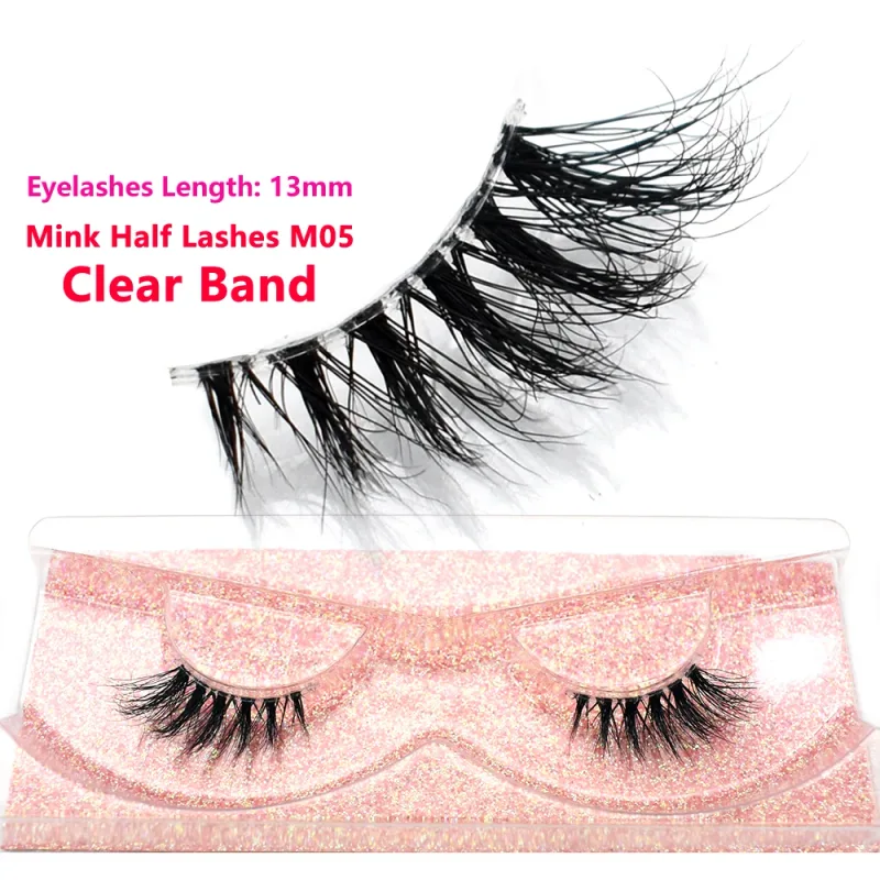 Pestañas de medio ojo, pestañas postizas cortas de visón 3D naturales, tira cruzada fina y esponjosa, pestañas postizas suaves, media extensión de pestañas, maquillaje — image 27