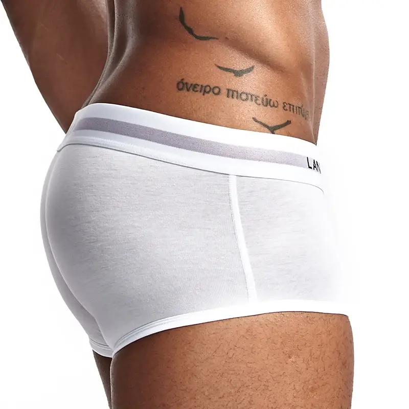 Men's Underwear Youth U Raised Low Waist Cotton Quadrangle Pants Solid Color Large Men's Shorts — image 8