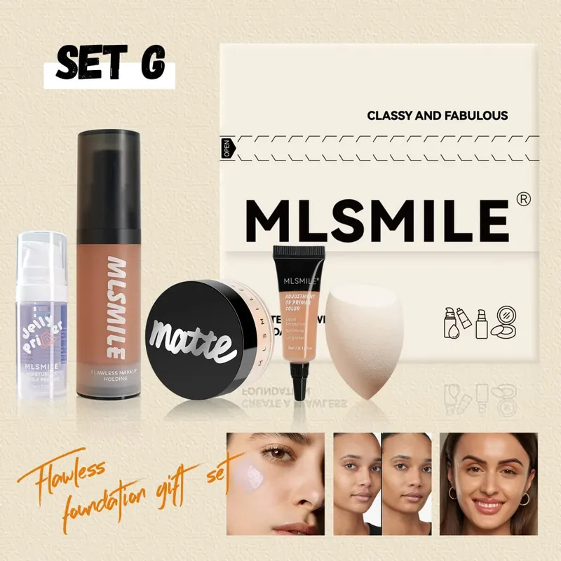 Professionelles Make-up-Set für makellose Grundölkontrolle, loses Pulver, matte Grundierung, flüssige Foundation, Concealer, feuchtigkeitsspendendes Geschenk — image 11