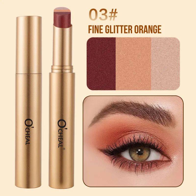 Bâton d'ombre à paupières nacré mat 3 couleurs, imperméable, brillant Durable, maquillage pour les yeux fumé, cosmétiques, bâton d'ombre à paupières longue durée — image 10