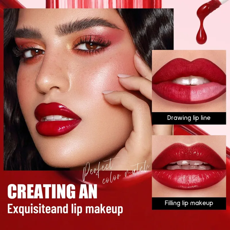 Ensemble de maquillage pour les lèvres, 6 pièces, rouge à lèvres liquide mat imperméable, brillant et crayon à lèvres, hautement pigmentés et faciles à appliquer — image 2