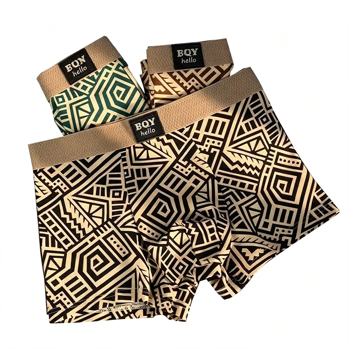 Roupa interior confortável respirável masculina estilo americano personalizado boxer shorts impresso na moda étnica retro quadrado underpant — image 11