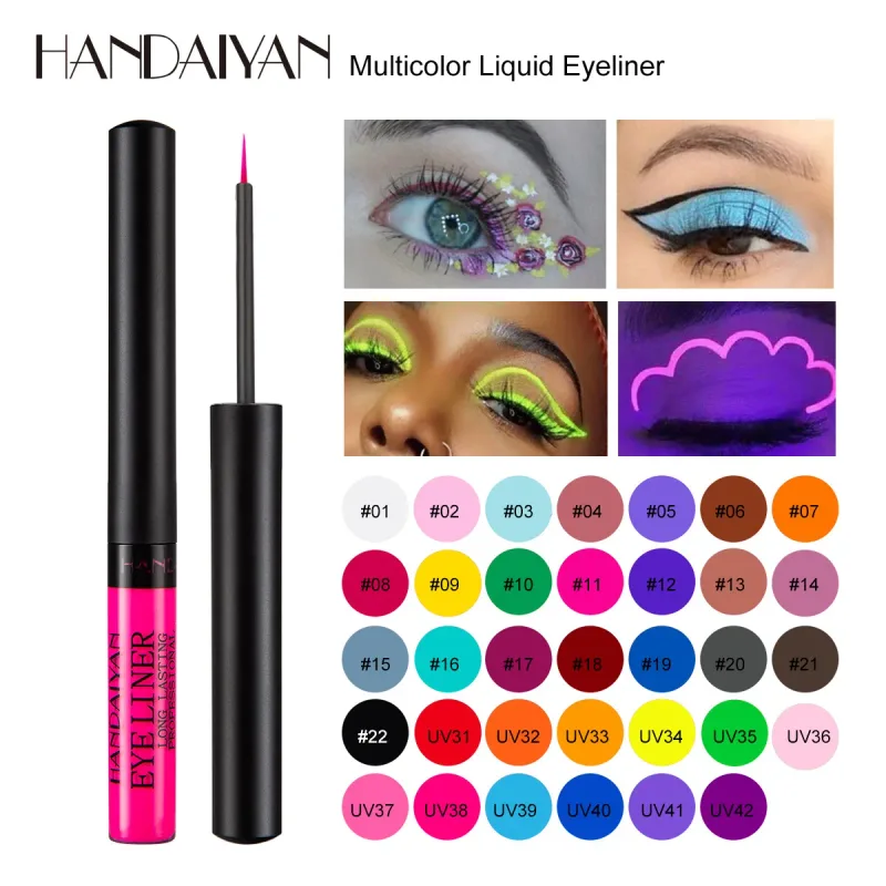 UV Light Neon Eyeliner Pen Eyes Makeup Red Waterproof Liquid Color Eye Liner Pencil Make Up Cosmetics Yellow Matte Purple Pen — image 4