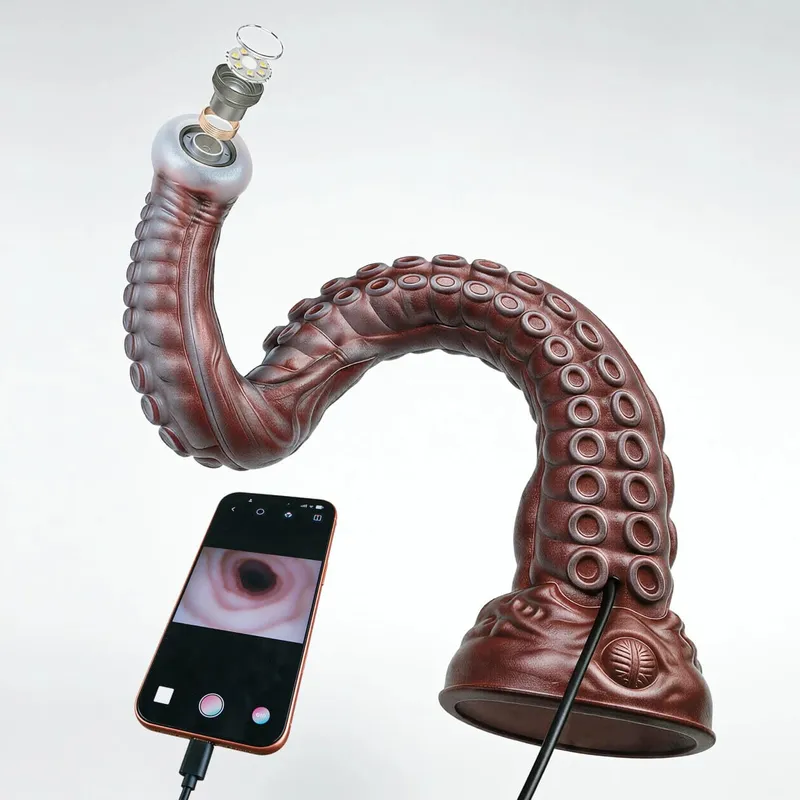 Spekulum Faraj LED Dildo Silikon Cecair Palam Dubur Panjang Cawan Sedut Kuat untuk Pasangan Mainan Seks Dewasa анальная пробка — image 1