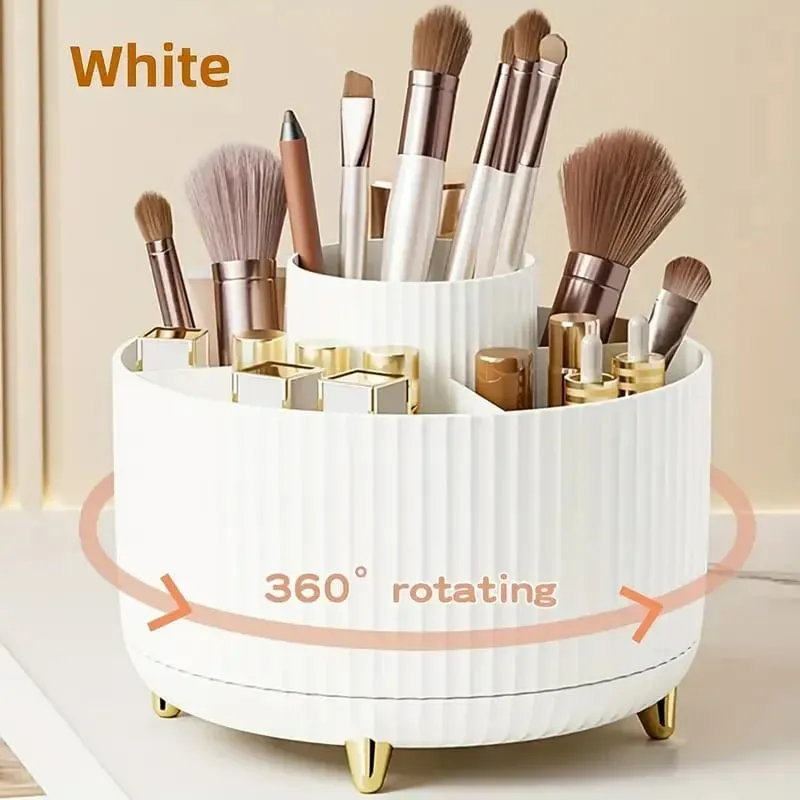 Suporte giratório 360 ° para pincéis de maquiagem, 5 espaços, organizador, mesa multifuncional, armazenamento de cosméticos para banheiro de mesa — image 11