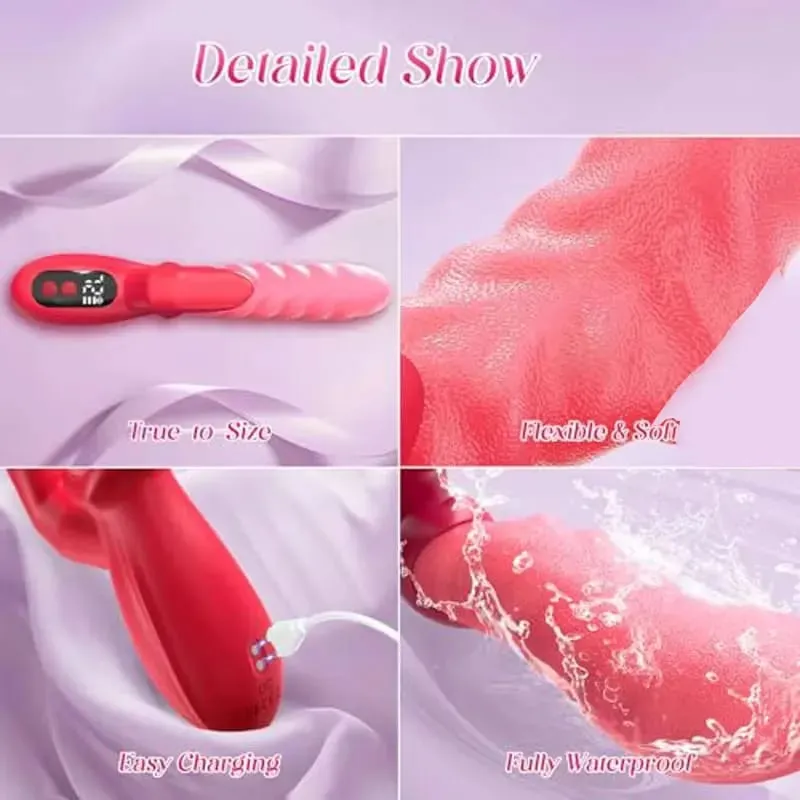 2 IN 1 Onda Spinta Vibratore Del Dildo per Le Donne Lingua Dito Premendo Stimolazione Giocattoli Del Sesso Masturbatore Femminile con Display A LED — image 6