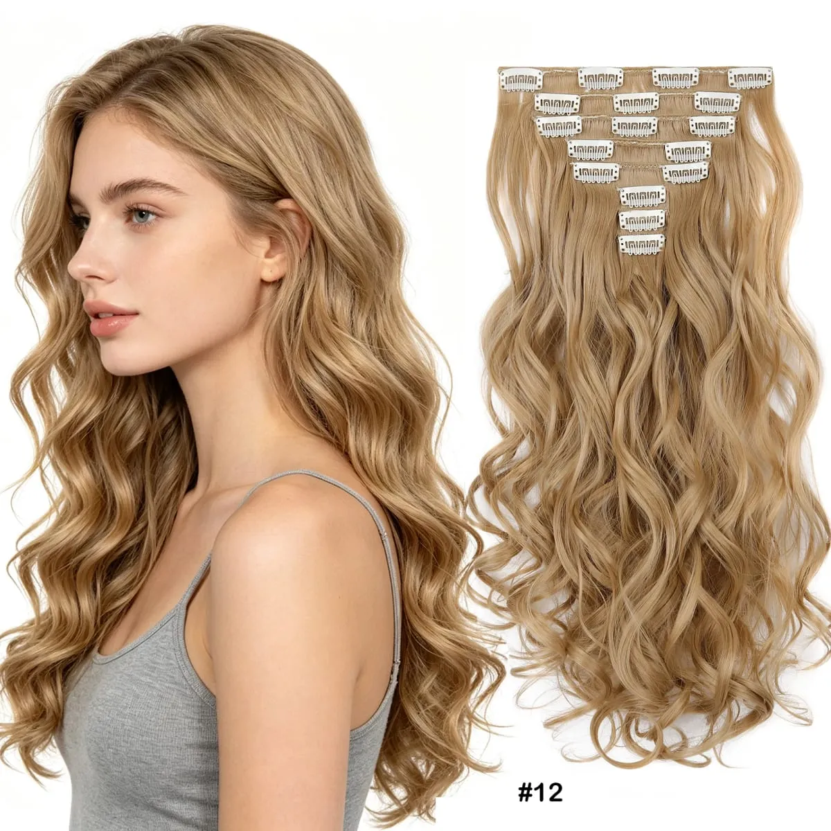 8ชิ้นหยักคลิปในส่วนขยายของผมชุด17คลิปเคลือบสังเคราะห์วิกผมเต็มหัวสำหรับผู้หญิงง่ายต่อการติดตั้ง — image 19