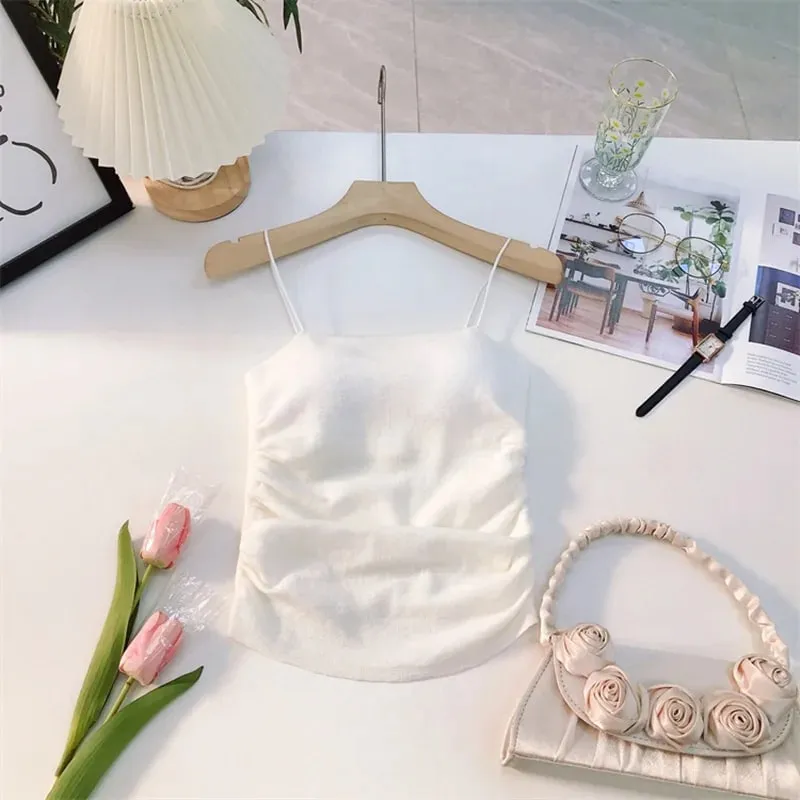 Laine douce rembourrée femme recadrée solide sans manches basique Streetwear haut Corset jeune femme vêtements — image 6