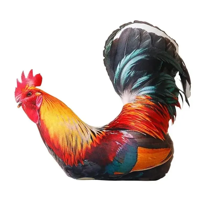 【BS】Bantal Lempar Mewah Ayam Jantan Terang Cetakan 3D Gebu Lembut Untuk Hiasan Sofa Rumah Hadiah Kanak-kanak Hiasan Bilik Haiwan — image 6