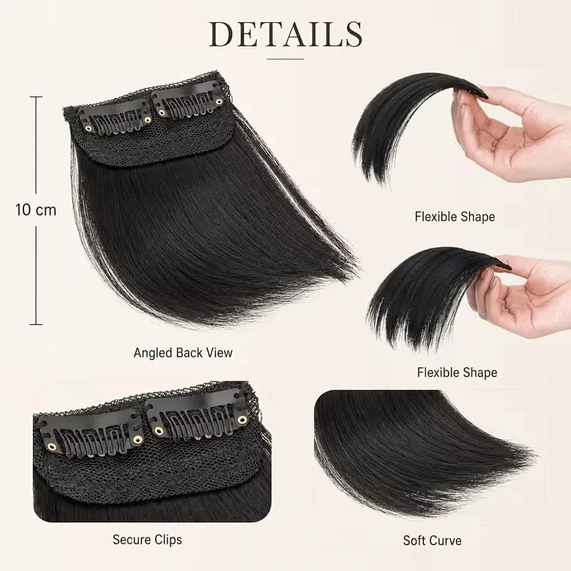 Extension capillaire synthétique courte et lisse de 10cm, 2 pièces, postiche en Fiber de forme de tête changeante pour femmes, usage quotidien — image 4