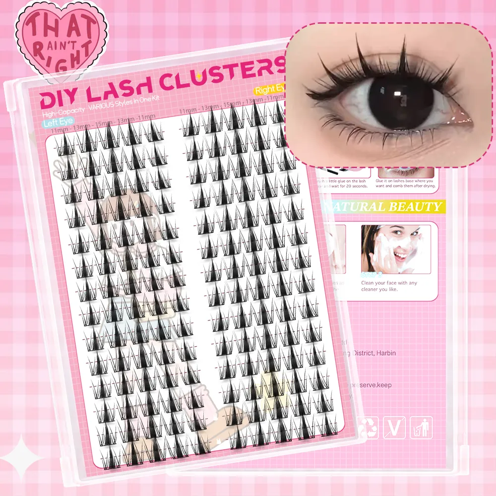 DIY False Eyelash Extensions C Curl 11-15mm Blandet længde Hare Style Genanvendelig Nem at skabe Charmerende øjenmakeup — image 2