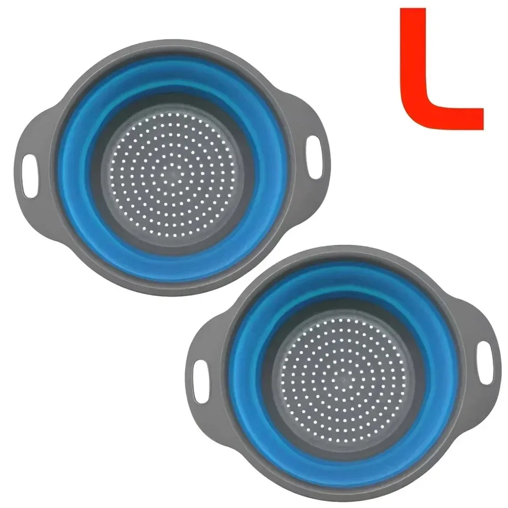 2PCS Silicone Folding Drainer Basket Fruit Vegetable Foldable Colander Kitchen Strainer for Food Pasta Kitchenware Drain Device — image 18