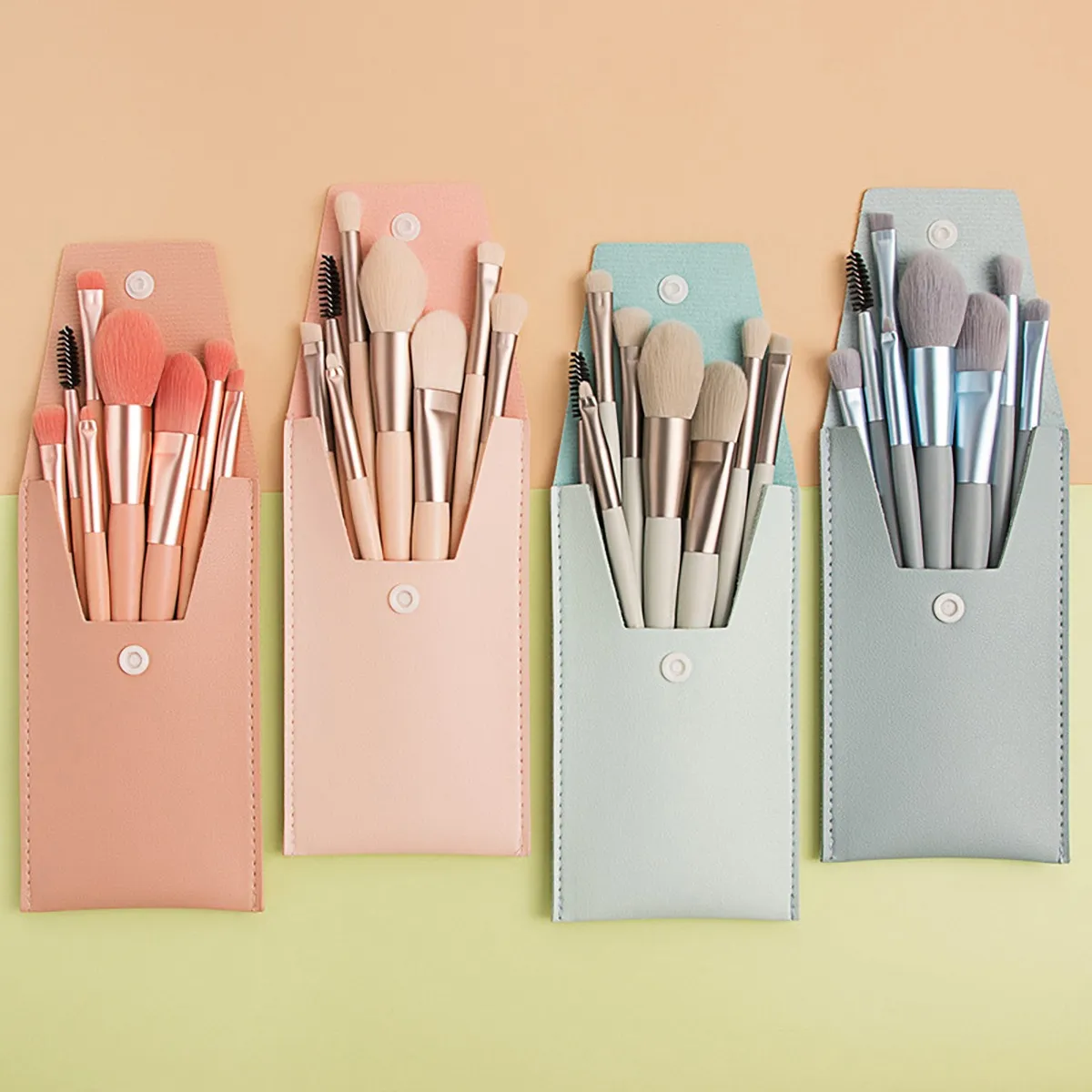 Pennello per trucco per fondotinta portatile per correttore da 8 pezzi Pennello per trucco per capelli morbidi Strumenti per trucco per occhi Mini set per principianti Senza alcool — image 1