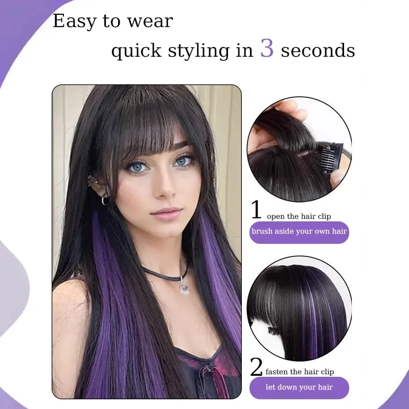Extensions de cheveux à clips colorés, 2 pièces/ensemble, mèches de fête, 24 pouces, longues et lisses, postiche pour Halloween, vêtements de noël — image 4
